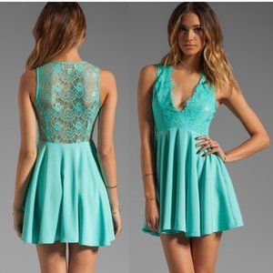 Keepsake Need Your Love Mint Lace Back Deep Neckline Dress